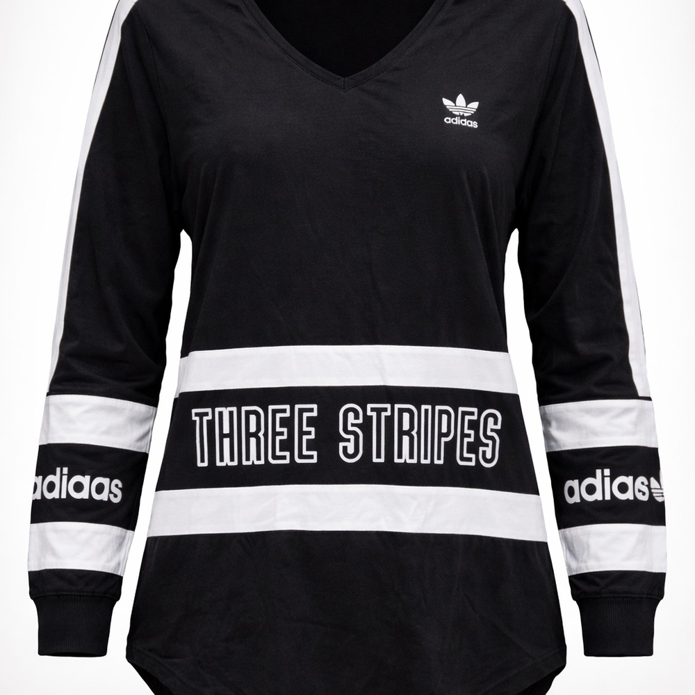 Adidas Women's Black and White Long Sleeve Tee